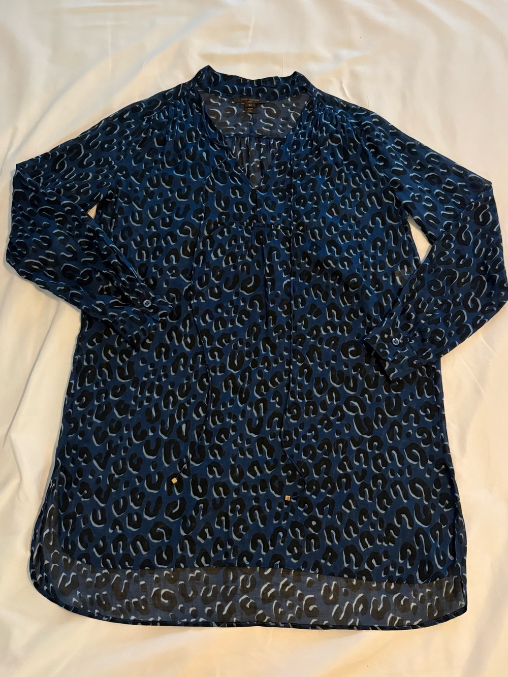 Louis Vuitton Navy Blue Leopard Print Blouse
